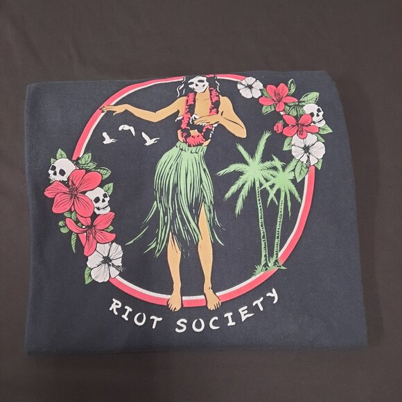 Street Wear Riot Society Long Sleeve T-shirt Men's Size XL Hawaiin Skull Dancer - Picture 9 of 9